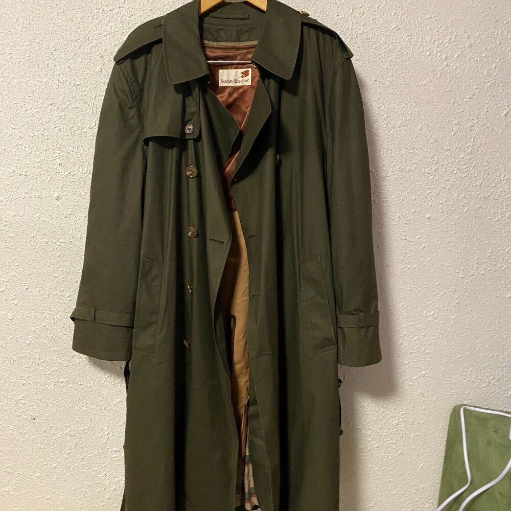 Green Stanley Blacker Trench Fully Wool Lined Size 40 Short